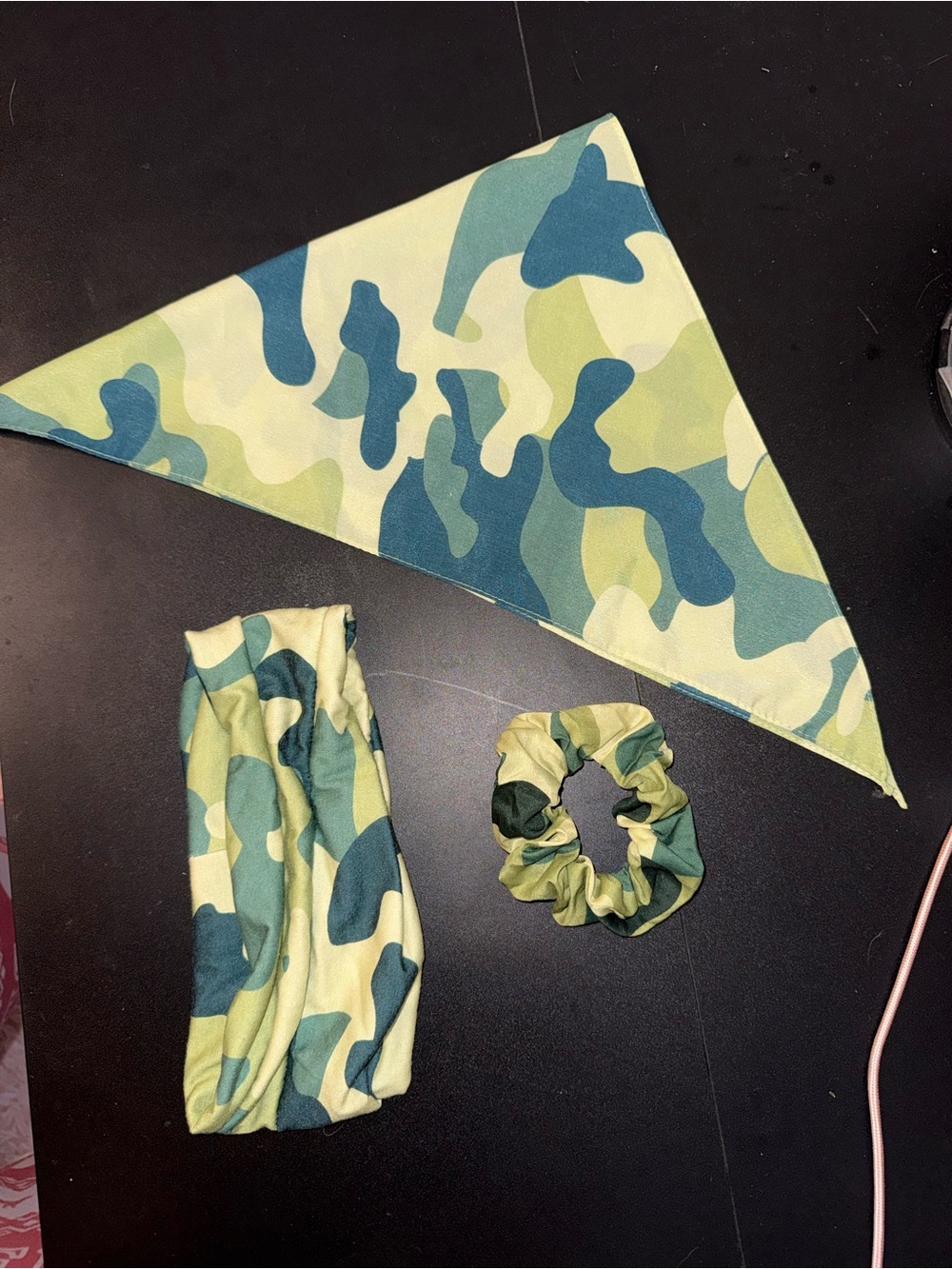 Matching pet bandana and mom headband and scrunchie